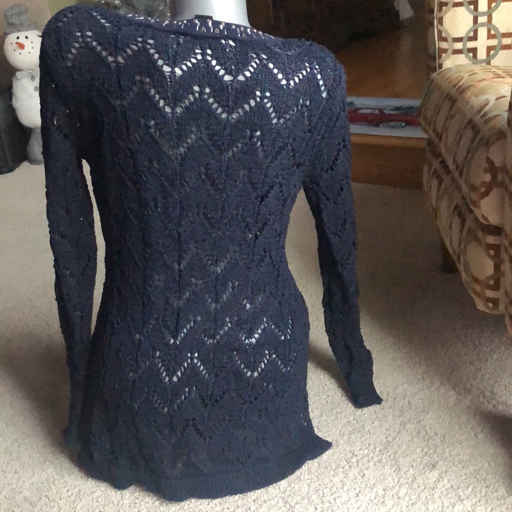 WHITE HOUSE BLACK MARKET NAVY SWEATER - Picture 3 of 4